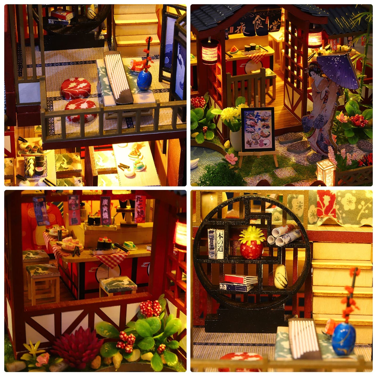 GuDoQi DIY Miniature Dollhouse Kit  1:24 Scale Tiny House kit with Music Plant DIY Craft Kits  Model Craft Kits for mature-themed to Build  Great Handmade Craft Gift for Birthday  Japanese Villa Courtyard