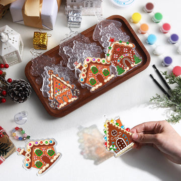 Beeveer 30 Sets Christmas Gingerbread House Suncatchers Window Art Kits, DIY Suncatchers Bulk Crafts Paint Your Own Window Ornam