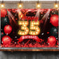 Happy 35Th Birthday Banner Backdrop Red And Black 35 Years Old Background Bday Decorations For Women Men Photography Party Supplies Glitter