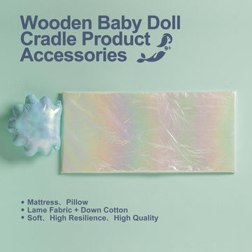 Robud Wooden Baby Doll Crib, Baby Doll Bed With Cozy Bedding, Fits Up To 18 Inch Doll Accessories (Blue)