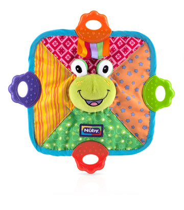 Nuby Teething Blankie Frog, Blue, 1 Count