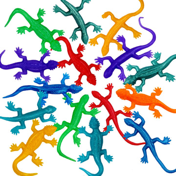 Yujun 24Pcs Stretchy Lizard Toys Rubber Fake Lizards Set For Halloween Party Favors Decoration Easter Egg Basket Stuffers Classroom Prizes Themed Parties Present Bags For Kids Teens Adults (8 Colors)