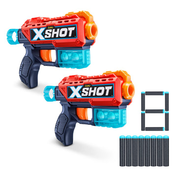 Excel Double Kickback (6 Shooting Targets + 8 Darts) Blaster Combo Pack By Zuru, X-Shot Red Foam Dart Blaster, Toy Blaster, Compact, Toys For Kids, Teens, Adults (Red)