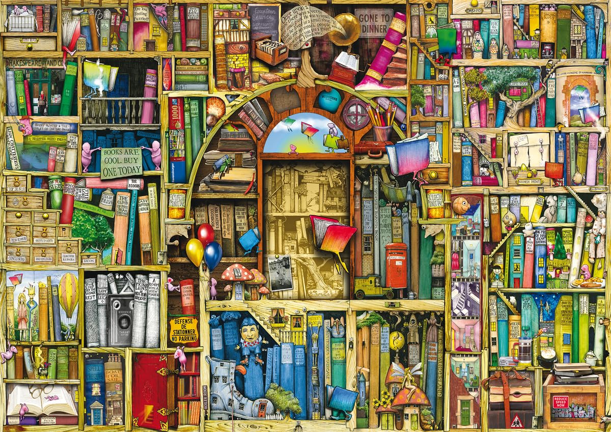 Ravensburger Bizarre Bookshop 2-1000 Piece Jigsaw Puzzle for mature-themeds | Unique Piece Design | Softclick Technology Ideal Gift for Puzzle Enthusiasts