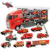 Coolplay Fire Truck Toy Set for Kids, Toy Vehicles Carrier Truck with Die-cast Cars, Rescue Firetruck for Boys 3-6 Years Old