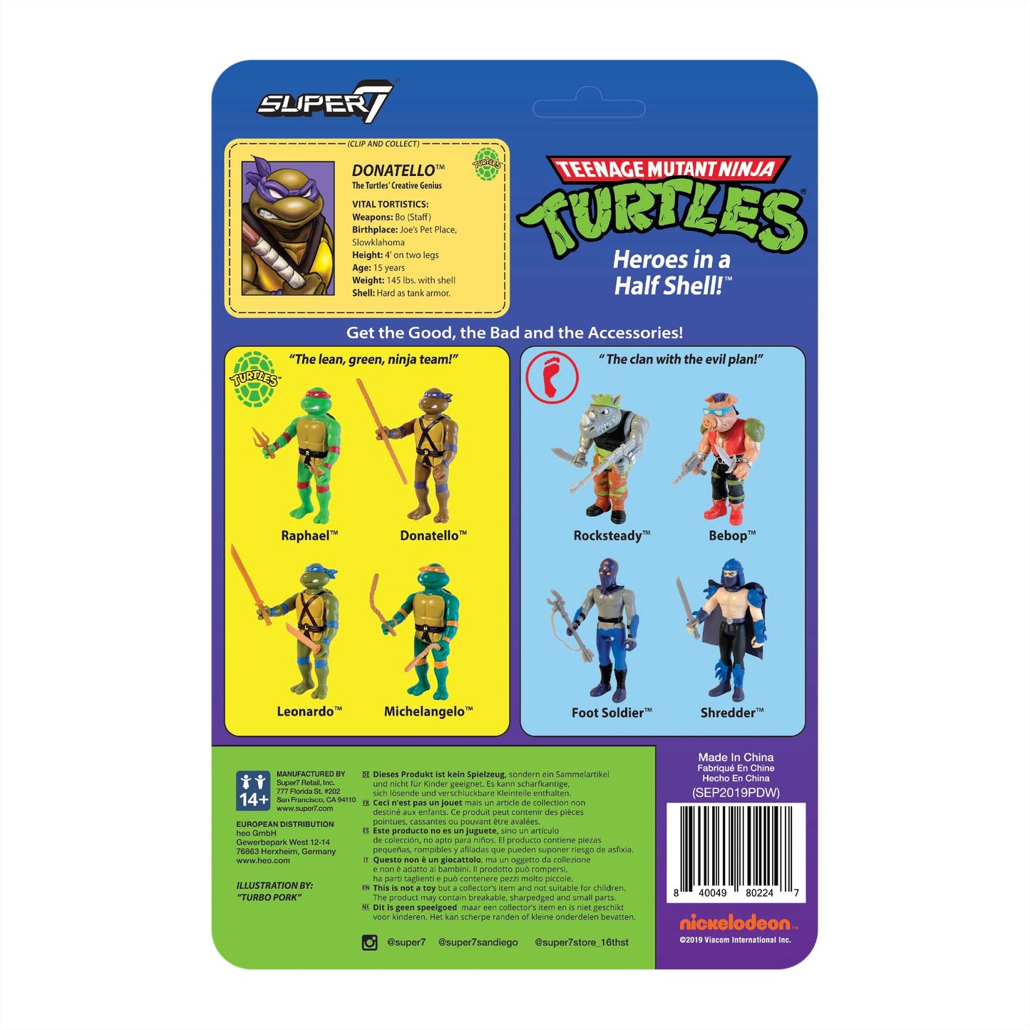 Super7 Teenage Mutant Ninja Turtles Donatello 3.75 In Reaction Figure
