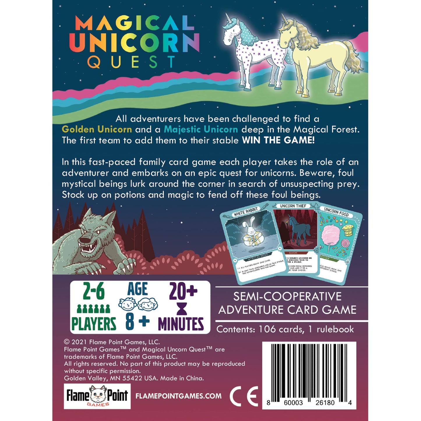 Flame Point Games Magical Unicorn Quest Card Game - Strategic Party Game for Adults & Teens, Paper, Model 250993