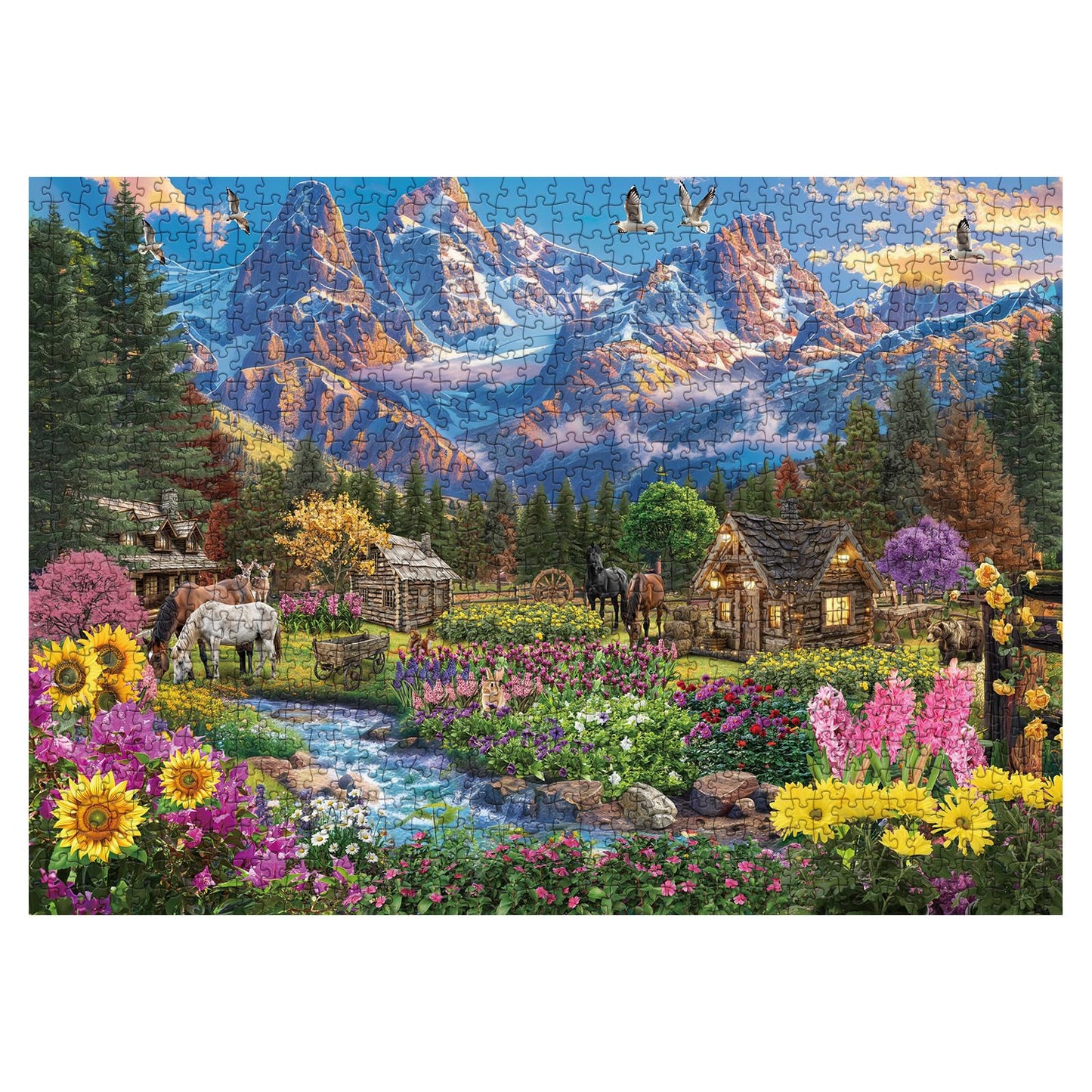 Pretty Scenic Nature Landscape Jigsaw Puzzle 1000 Piece for mature-themed  Beautiful Sunflower Colorful Flower Jigsaw Puzzles  Funny Horse Aesthetic Plant Puzzle