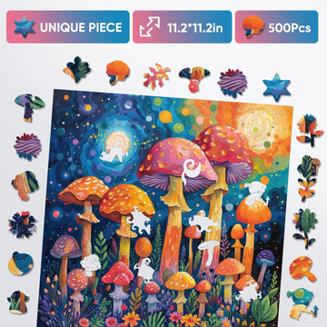 Wooden Puzzles for mature-themeds  500 Pieces Mushroom Wooden Jigsaw Puzzles for mature-themed and Kids  Wooden Puzzle mature-themeds Creative Christmas Toy Gifts for Friends Family
