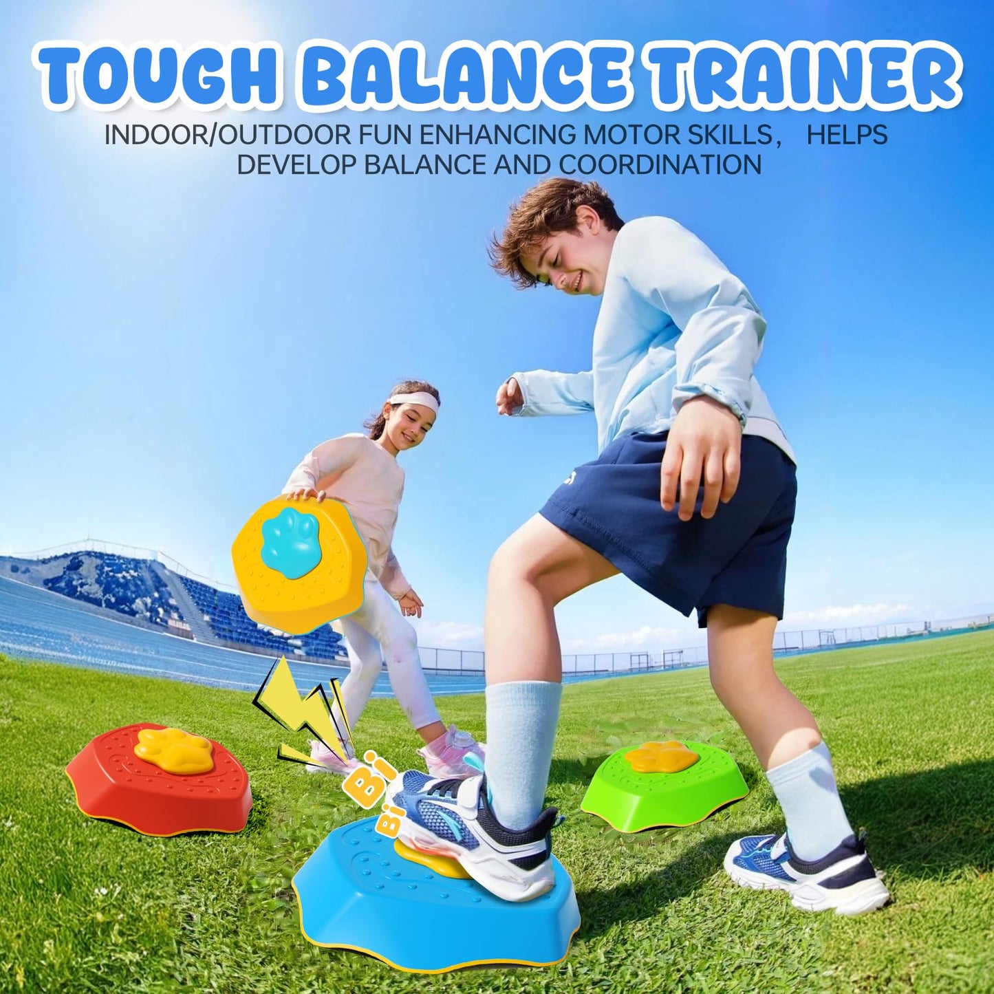 Hirose Voiced Stepping Stones For Kids, 5Pcs Durable Non-Slip Balance Stones, Promoting Children'S Coordination And Motor Skills