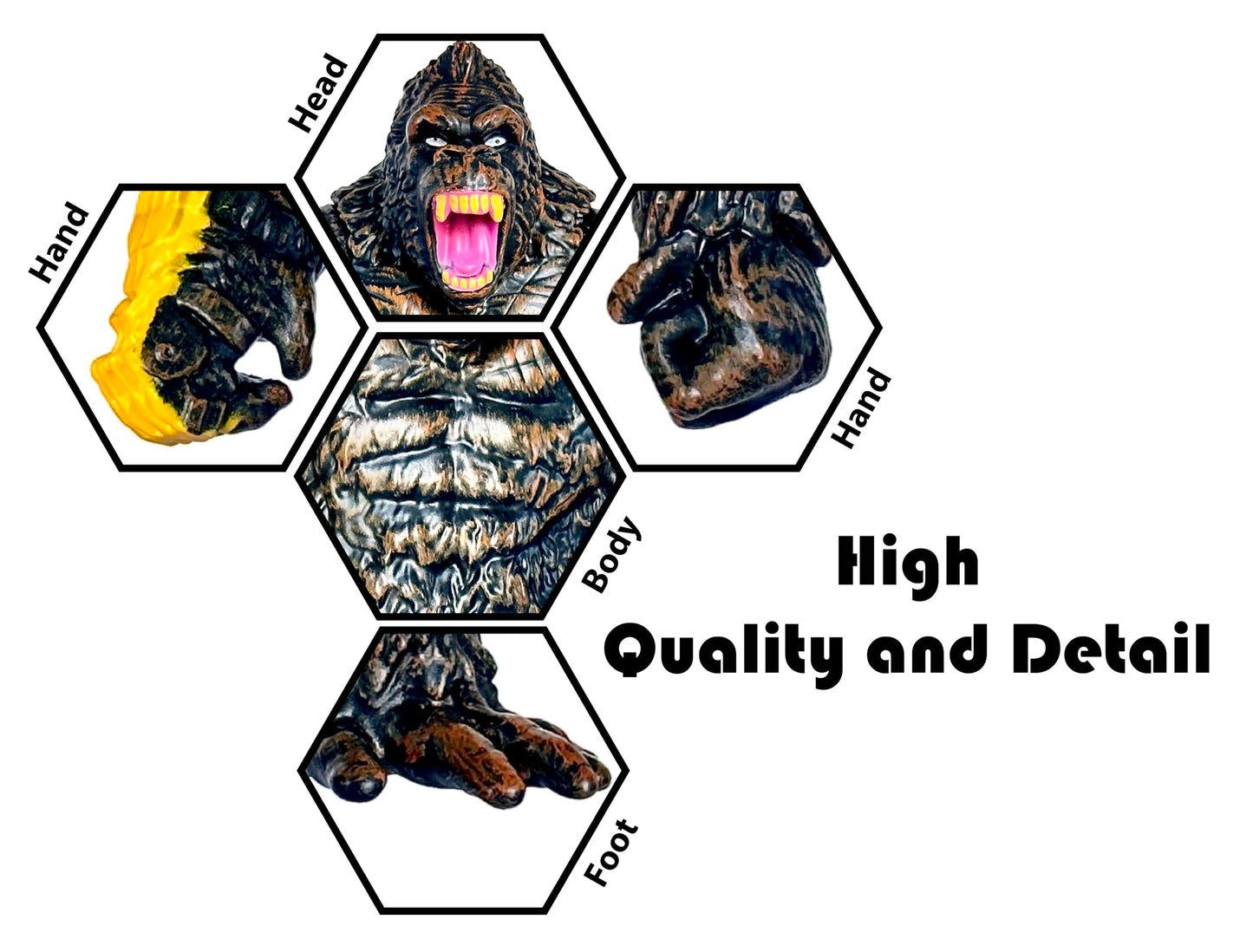 Twcare King Kong: The New Empire, Dinosaur Dragon Attack Action Figure 7” Fight Mode Gorilla Ape Solid Wild Movie Series, Travel Bag