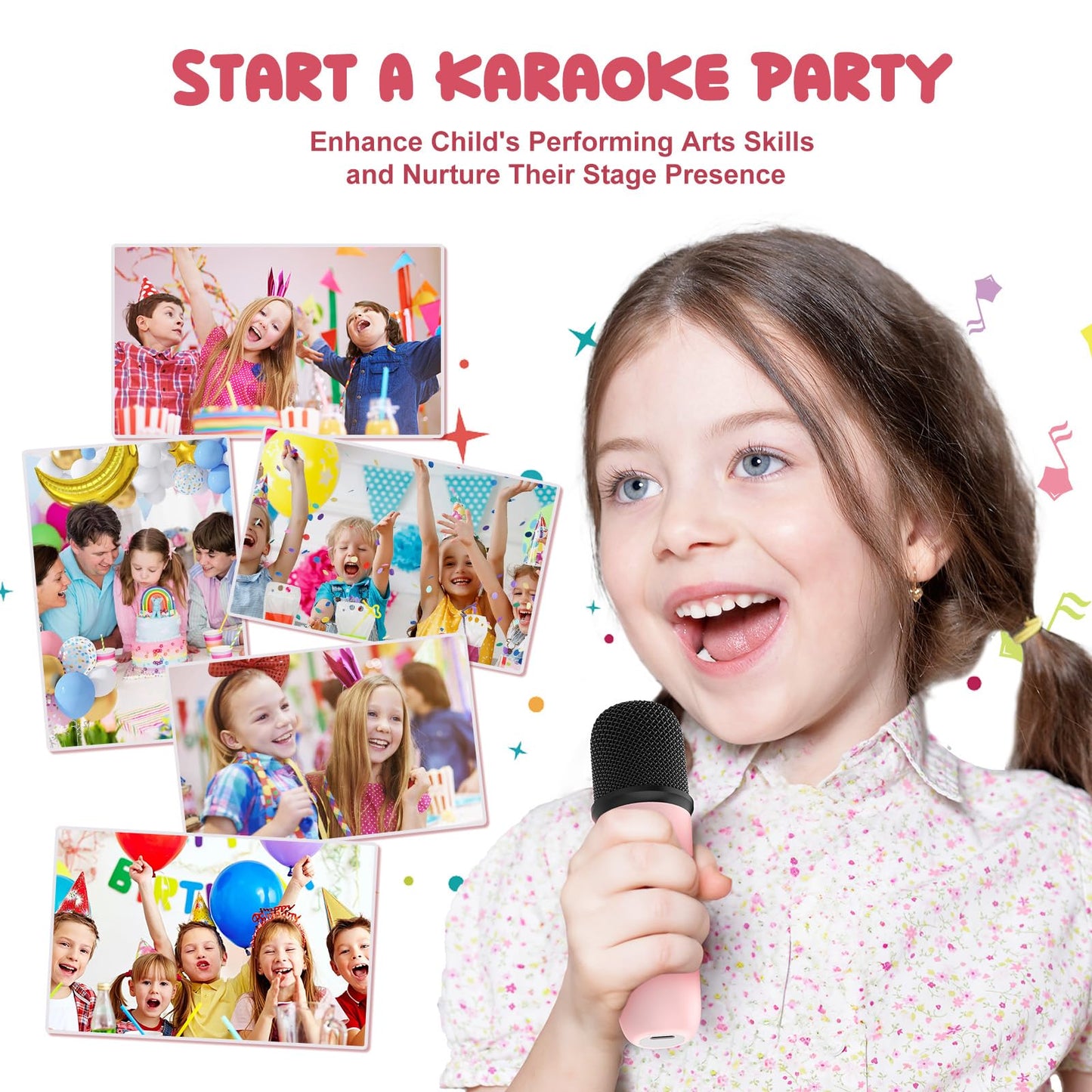 Iyoyo Mini Karaoke Machine For Kids Portable Bluetooth 5.3 Speaker Led Lights With 2 Wireless Microphones Karaoke Gifts For Girls Boys Audlt Birthday Christmas Solid Metal Body (Pink)