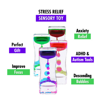 Liquid Motion Bubbler Sensory Toys – 8 Pc Set Bundle Stretchy String Fidget Toys Timer For Stress Relief And Anxiety Relief Great For Adhd Autism Add