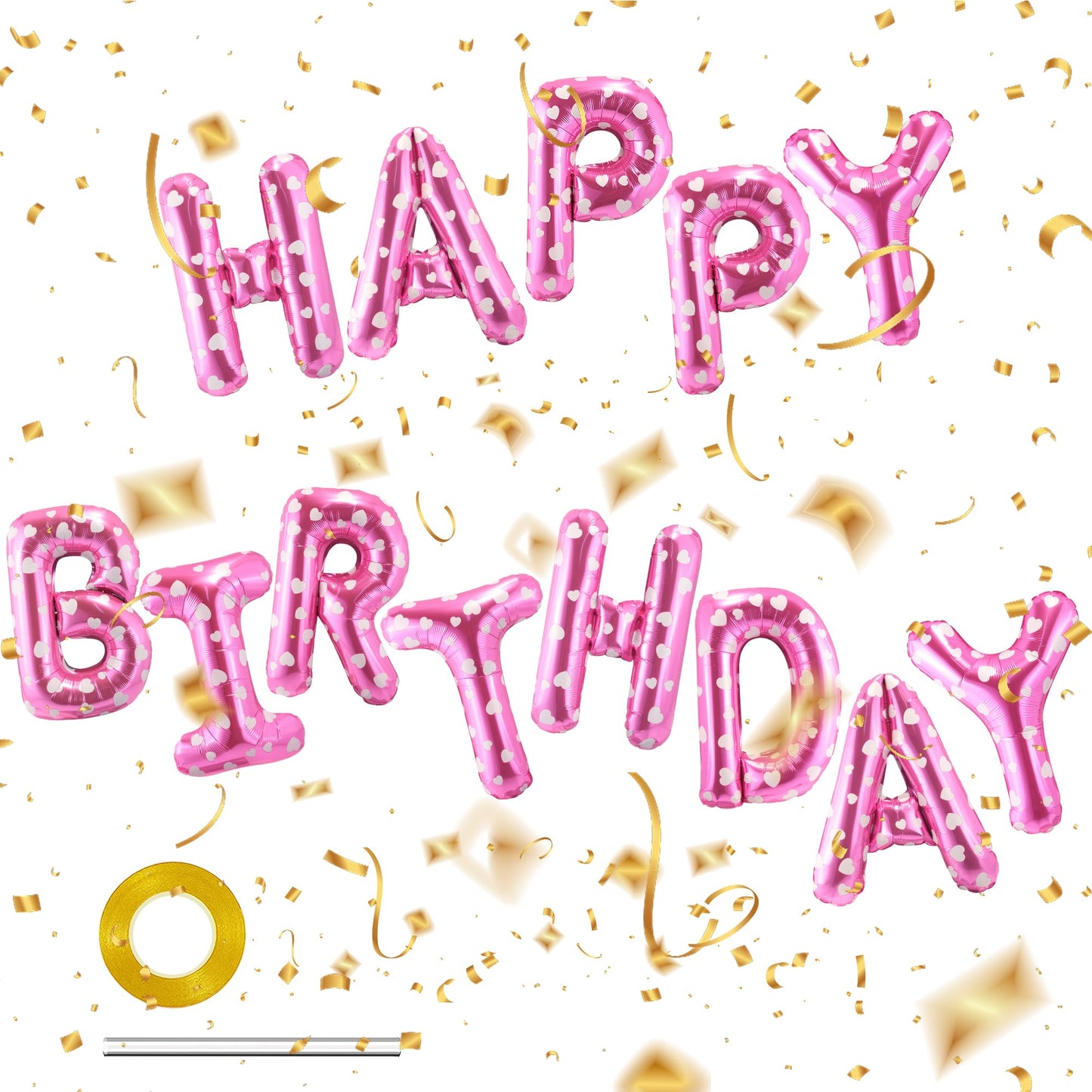 Canrevel Happy Birthday Banner 13Pcs 16 Inch Mylar Foil Letters Balloons Birthday Party Decorations For Kids And Adults - 3D Pin