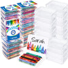 Geyoga 36 Sets Christmas Child Items Bulk Plastic Crayon Boxes with Crayons Bulk(864 Count), 24 Assorted Colors with Name Tags, 