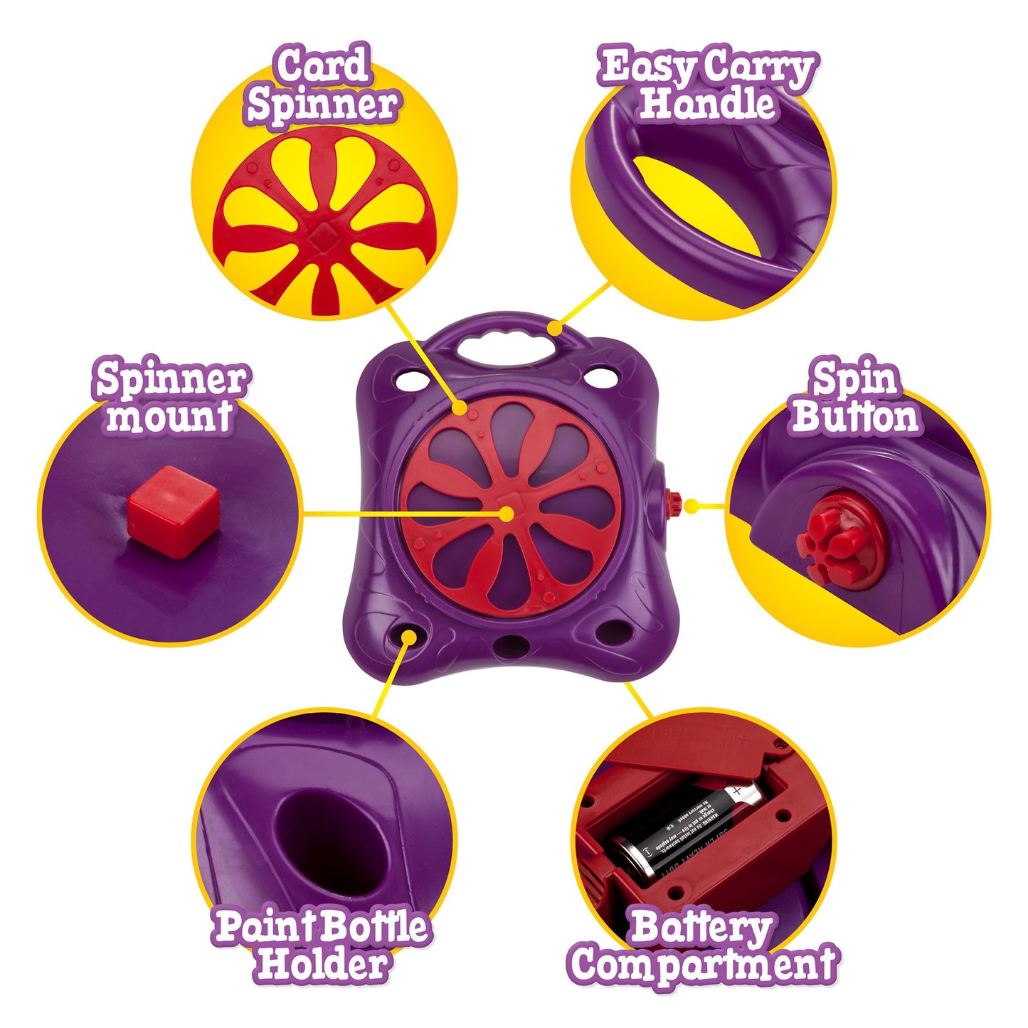 Creative Kids Spin & Paint Art Kit - Multicolor Spinning Art Machine for Ages 6+ - Great Christmas Gift