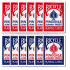 Bicycle Deluxe 1 Dozen Pinochle Poker Playing Cards - 6 Blue & 6 Red Decks! (Jumbo)