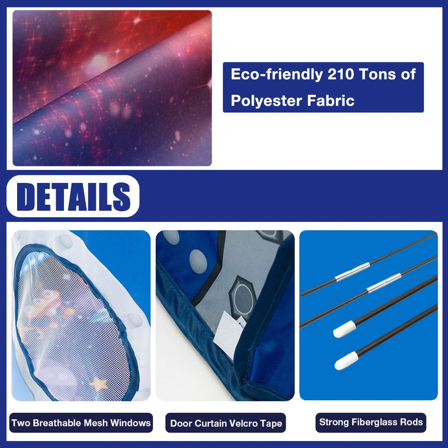 WillingHeart Rocket Ship Play Tent - Foldable Indoor/Outdoor 53”H x 40” - Kids Astronaut Space-Themed Toy for Boys & Girls