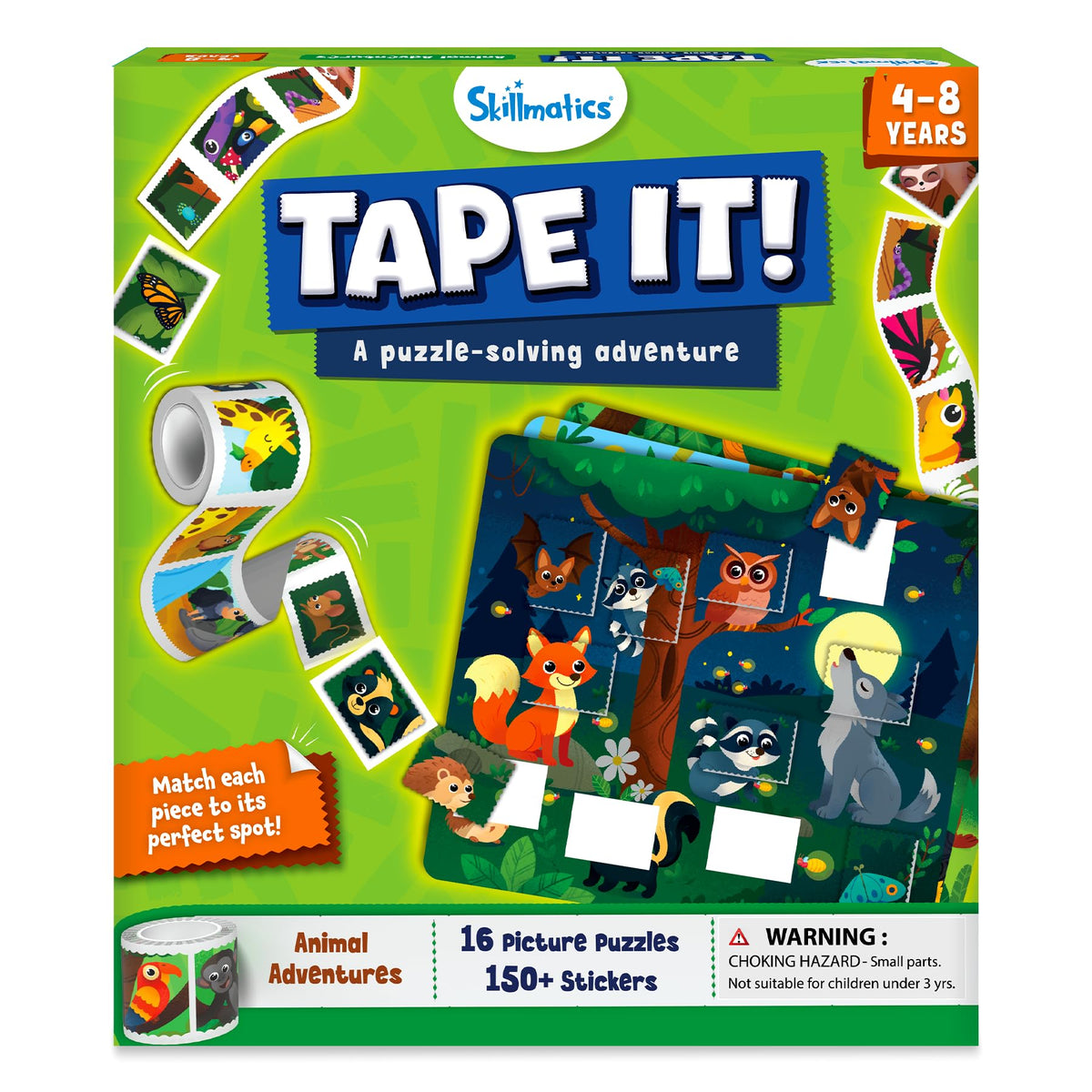 Skillmatics Puzzle Activity  Tape It Animal Sticker Puzzles