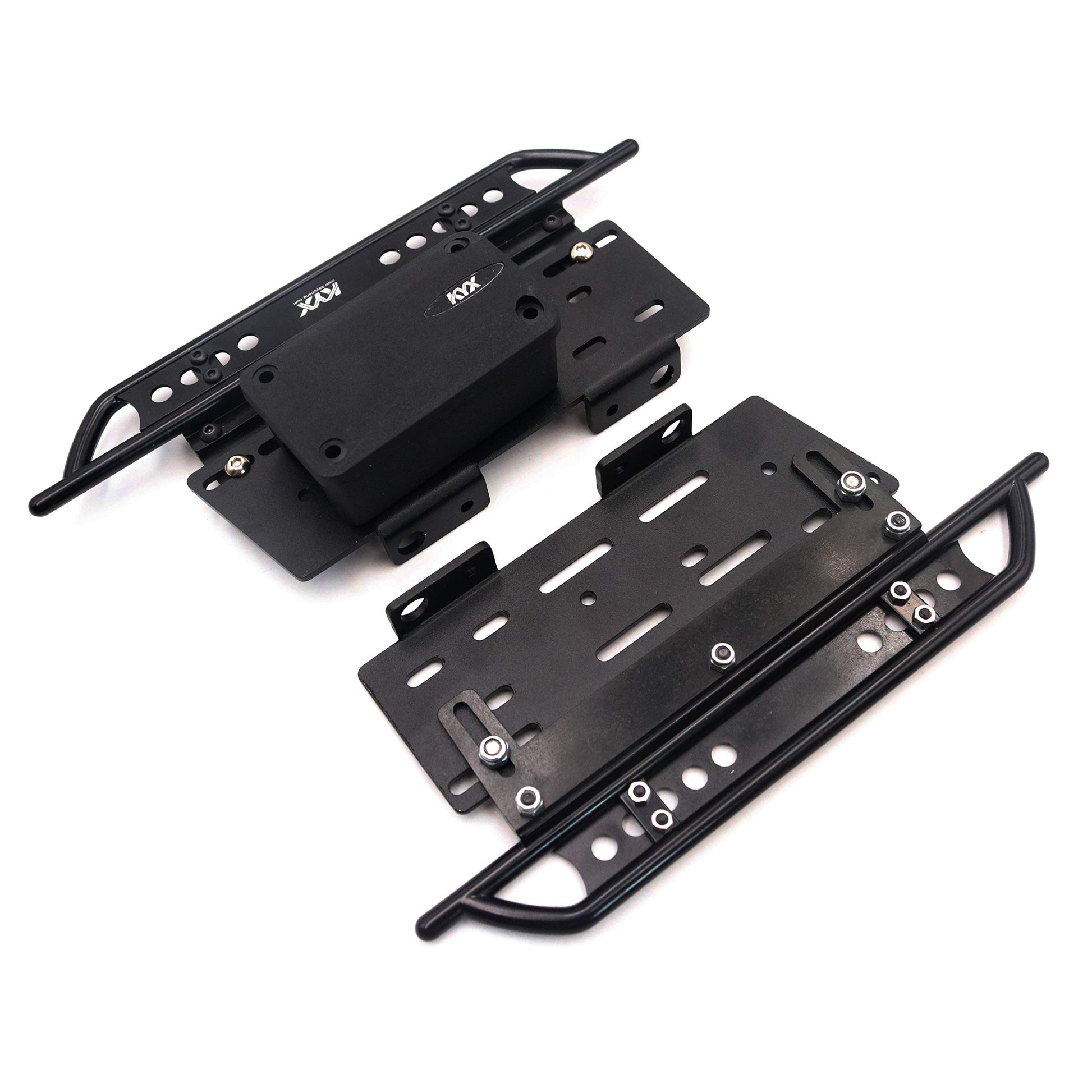 KYX Racing Metal Side Step Running Boards Foot-Plate w/Receiver Box for 313mm Wrangler Body (Aluminum)