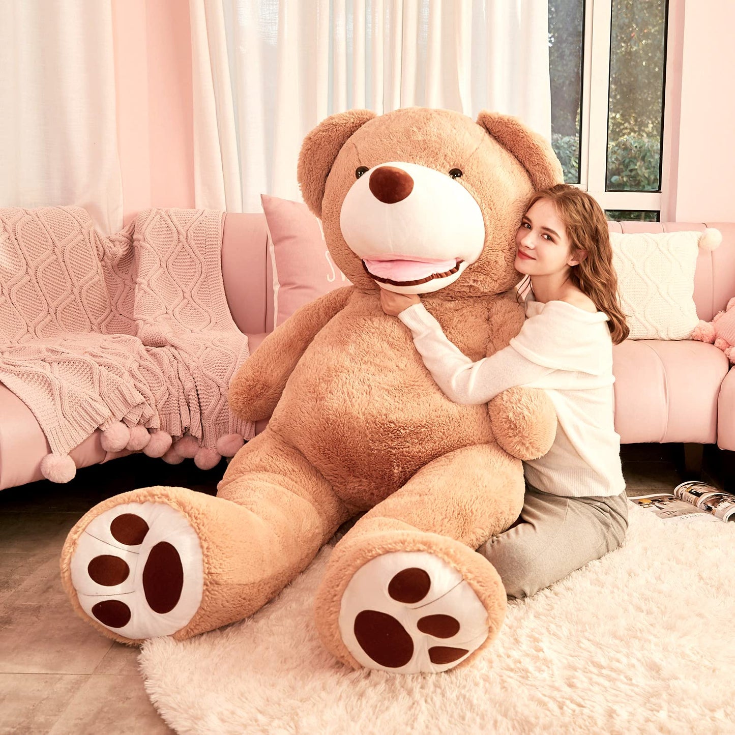 Ikasa Giant Teddy Bear Plush Toy Stuffed Animals(Brown,78 Inches)
