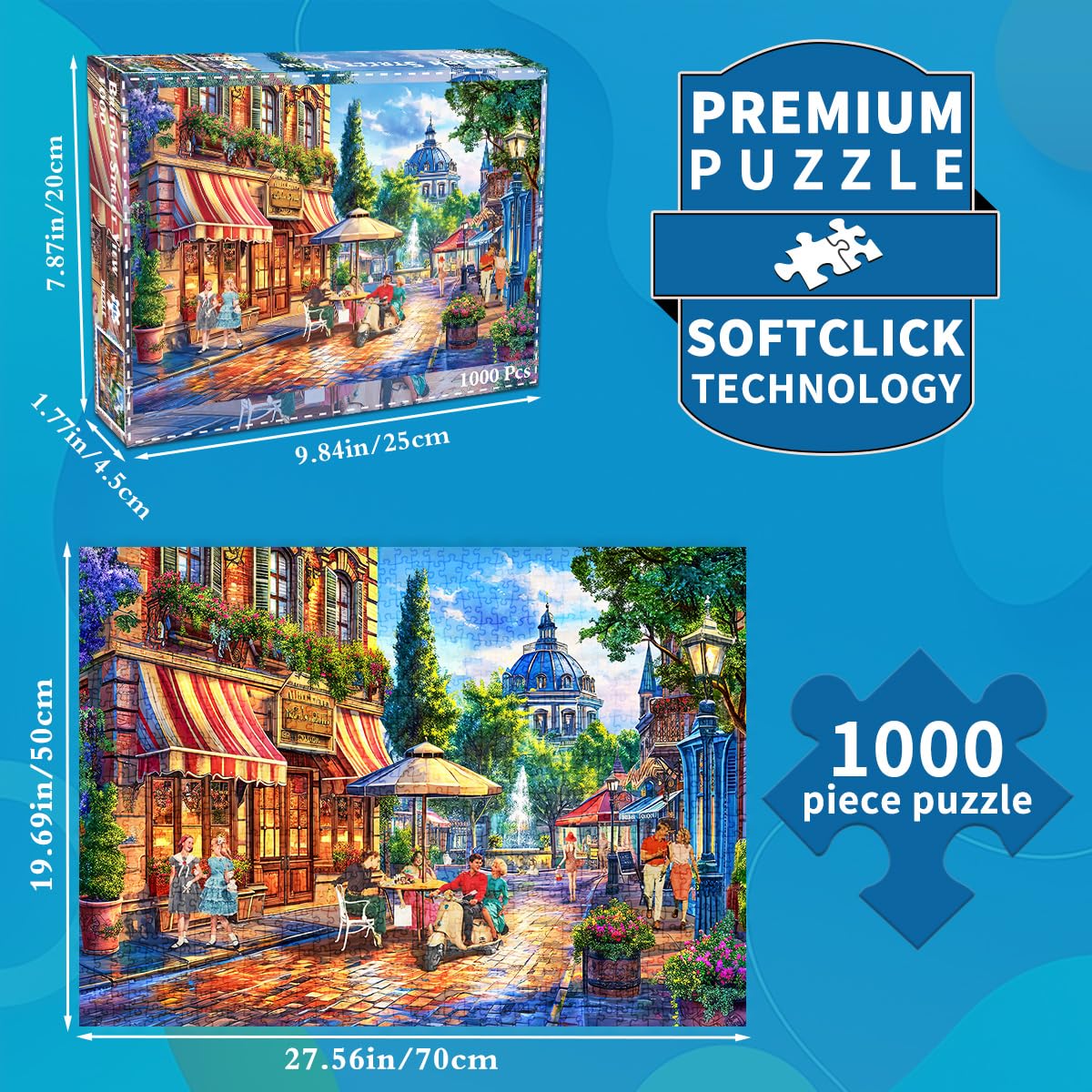 Jigsaw Puzzles for mature-themeds 1000 Piece Puzzle for mature-themeds 1000 Pieces Puzzle 1000 Pieces-European City Street View