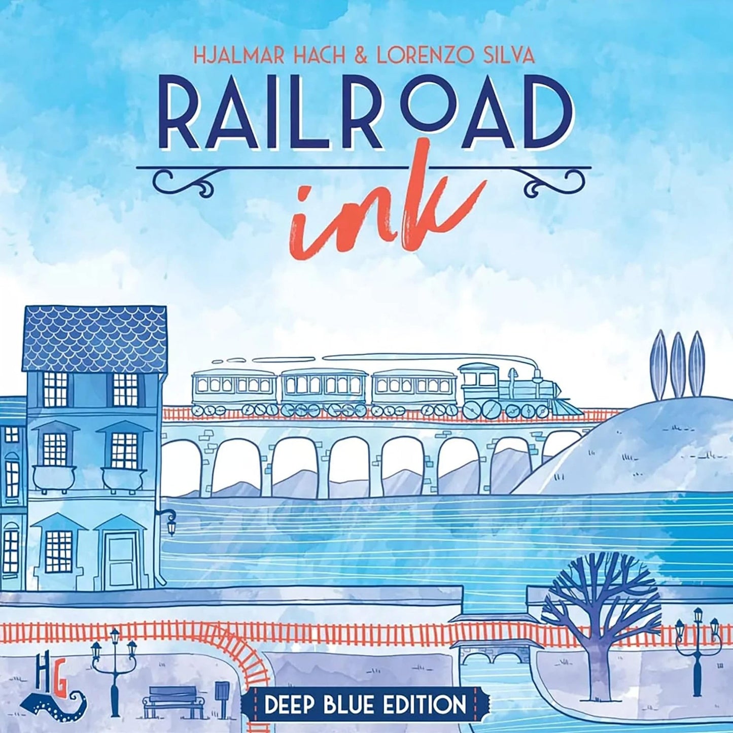 Horrible Guild Railroad Ink: Deep Blue Edition - Dice Rolling Railway Game, One Size, Plastic, Ages 8 & Up, Expansion Dice Included
