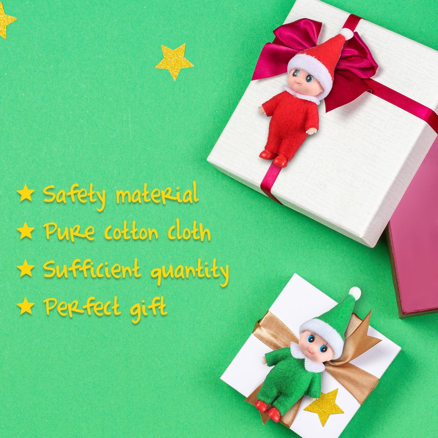 Juinipe Christmas Elf Doll Elf Doll Toy Christmas Baby Twin Elf Boy and Girl Doll Christmas Miniature Accessories for Christmas Decoration (8 Pieces)