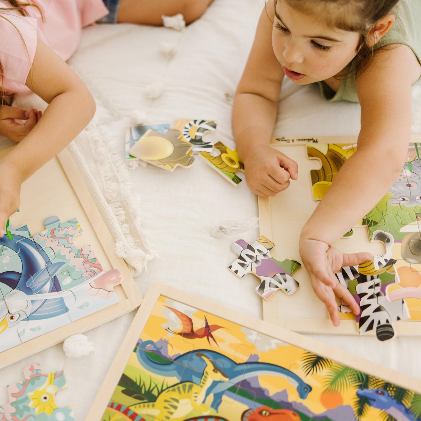 Melissa & Doug Wooden Jigsaw Puzzle Bundle - Dinosaur, Safari & Ocean - 15.7x11.7x1.2 inches - Blue - Ages 3+