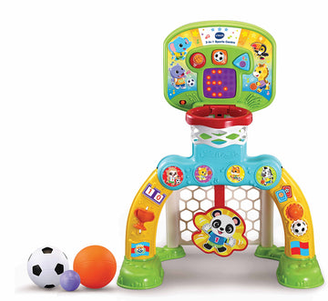 Vtech 3-In-1 Sports Centre, Baby Interactive Toy With Colours And Sounds, Learning With Role-Play, Suitable For Baby Boys & Girls From 12 To 36 Months (Yellow/Blue), English Version, 66X58X44 Cm