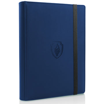 Trading Card Binder 9 Pocket  Fabmaker PU Cover Card Collection Binder for 360 Cards  enhanced Card Album  Sturdy Card Holder Folders for YuGiOh  MTG  TCG  Game Cards & Sports Cards  Navy Blue