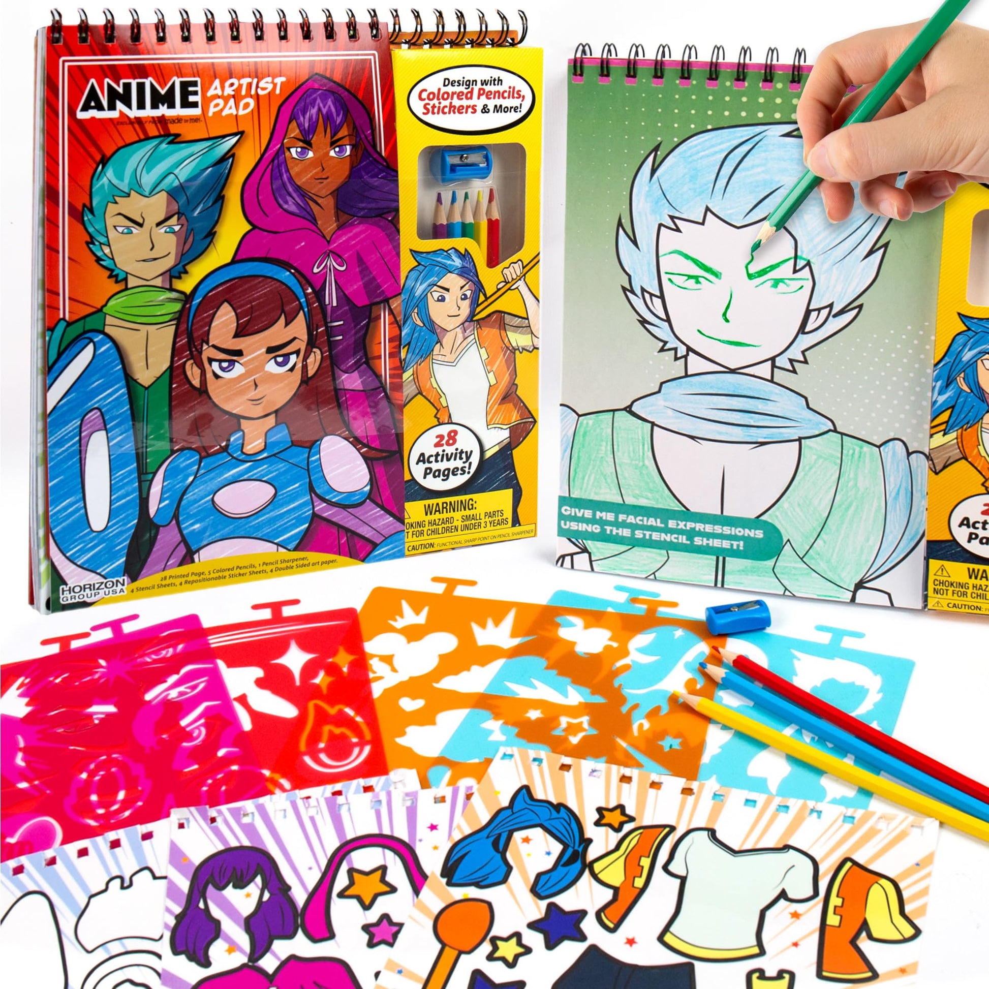 Made By Me Anime Artist Pad, 28-Page Coloring Book, Includes Fun Art Supplies & Removable Stickers Inspired by Comic Books, Grea