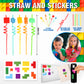 Empire Party Supply 60 Pcs Building Blocks Party Favors For Kids, Set Of 12 Brick Style Keychain Wristband Treat Bag Straws Stickers For Building Blocks Birthday Party Supplies