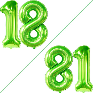 Katchon, Light Green Neon Number 18 Balloon - 40 Inch | 18 Balloon Numbers, 18Th Birthday Decorations For Boys | 18 Number Lime Green Balloon | Lime Green Number 18 Foil Balloons | 18 Number Balloons
