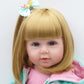 Babyfere Realistic Reborn Toddlers Dolls Girls Blond Hair Look Real Soft Vinyl Toddler Dolls Silicone 24 Inches With Clothes