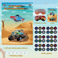 Eaezerav Pin The Wheels On The Truck Game With Monster Truck Poster, 36 Tyres Stickers, 2 Blindfolds For Car Theme Birthday Part