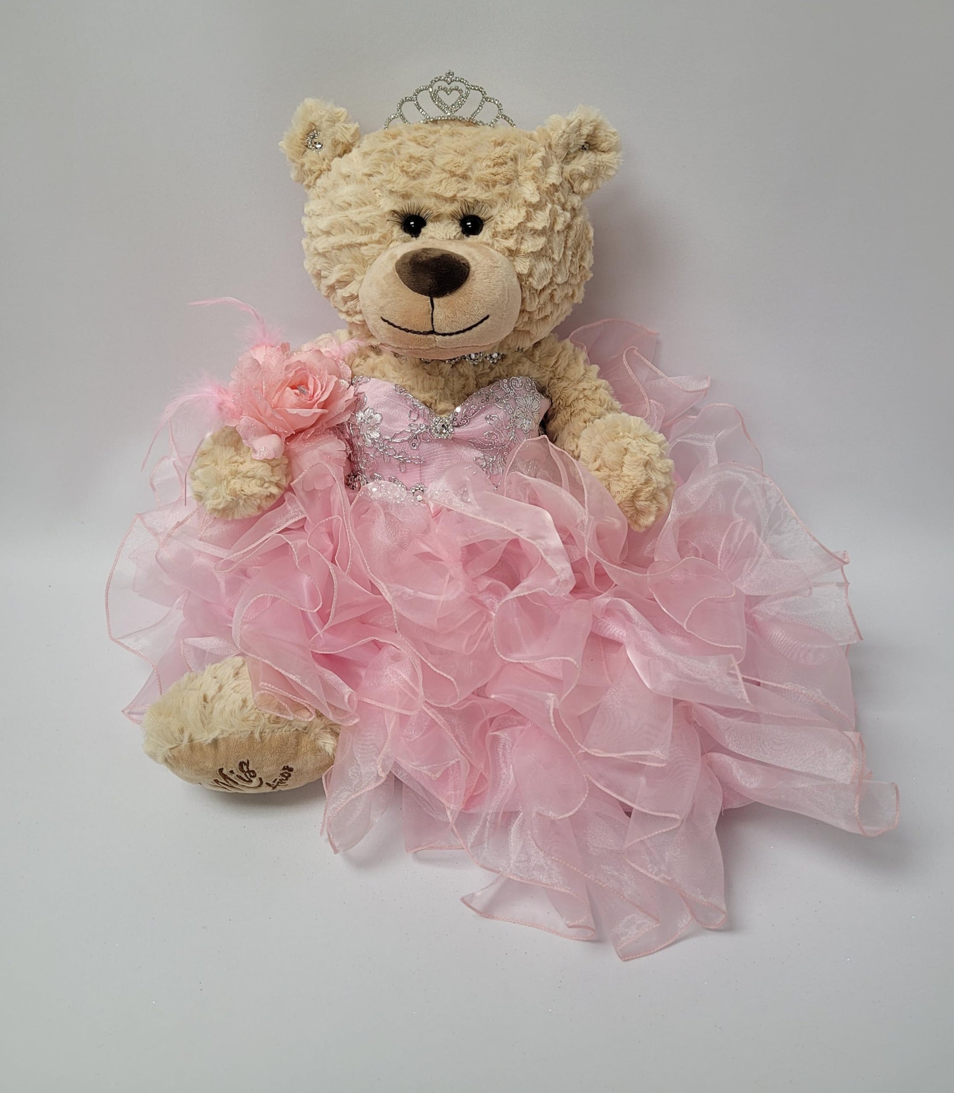 KINNEX COLLECTIONS SINCE 1997 20 Quince Anos Quinceanera Last Doll Teddy Bear with Dress (Centerpiece) ~ ARC16832-3R (Pink)