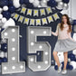 Marquee Numbers Silver 15Th-Birthday Decorations: Large 3Ft Light Up Number Grey 15 Birthday Decoration For Boy Girl Fifteen Yea