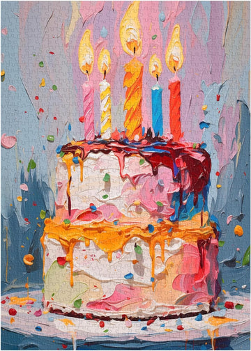 Birthday Cake Puzzles for Adults 1000 Pieces, Colorful Cake Art Puzzles Painting Puzzle, Happy Birthday Puzzle Food Challenging 