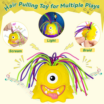 Homqyte Fidget Toys Hair Pulling Stress Relief Toys With Led Light Differernt Screams Novelty Screaming Monster For Adults Teens
