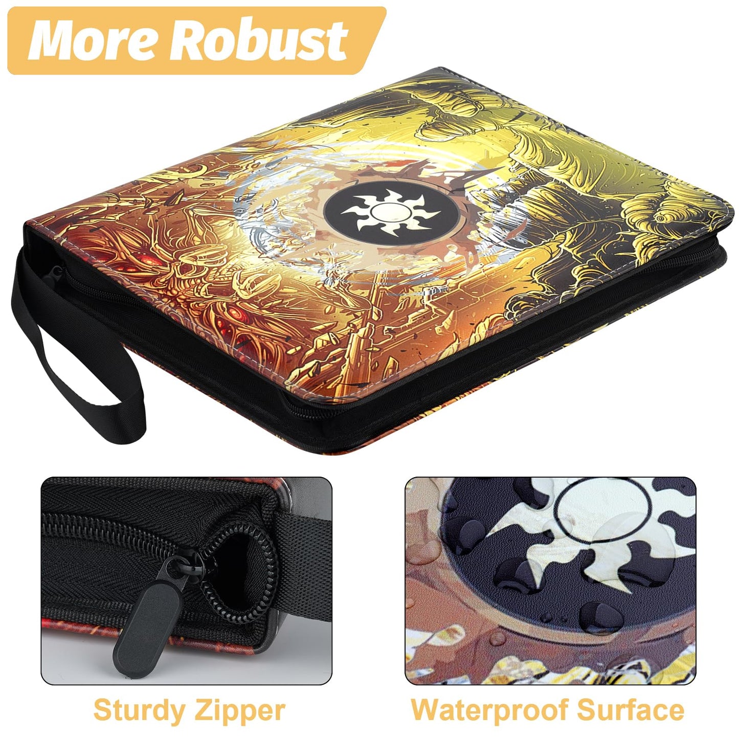 Trading Card Binder for MTG Cards  enhanced 9 Pocket Card Binder  720 Double Sided Pocket Collector Card Album for Standard Cards Card Collection Folder for YGO/PTCG/Game Cards (Yellow Print)