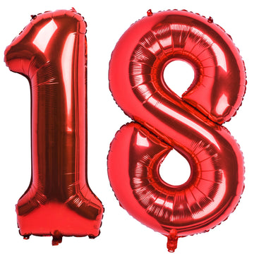 40 In Red Number Balloons Helium Foil Mylar Balloon Birthday Party Banquet Decoration Digital 18