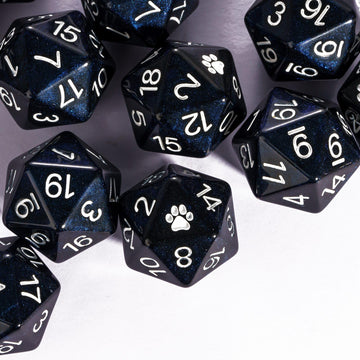 HDdais 10 Pack Glitter D20 Dice, Set of 10, 20 Sided Dice Black Mixed Blue D20 Polyhedral Dice for DND RPG MTG Tabletop Game