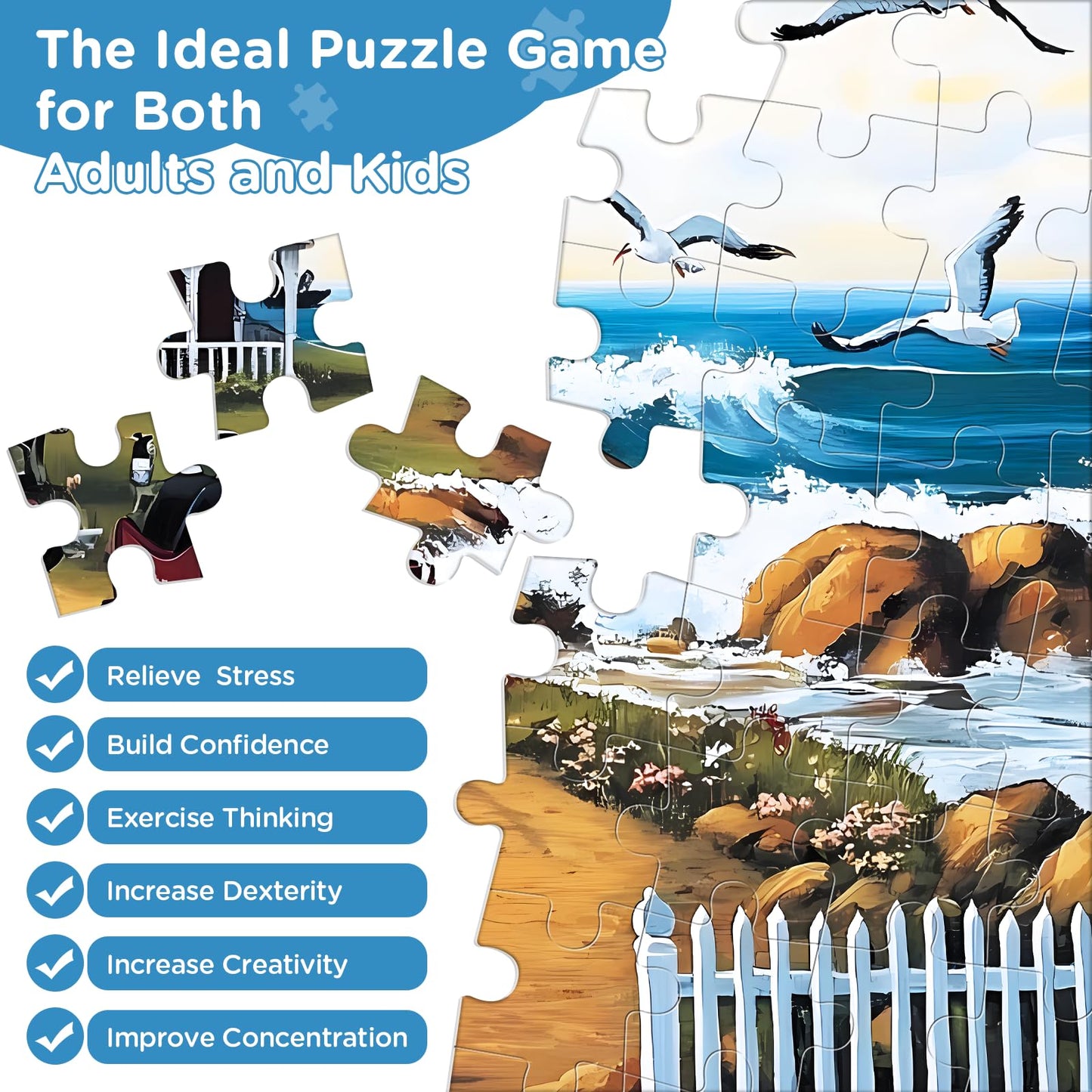 Jigsaw Puzzles for mature-themeds 500 Pieces  Seagull Carriage Thick Cardboard mature-themed Puzzles  Challenging Yet Relaxing mature-themed Puzzles 500 Pieces  Glossy Sturdy Vibrant Puzzle Great Gift for Family Friends