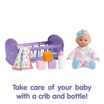 Kidoozie Lullaby Baby Playset - Soft Body Doll And Crib For Children Ages 2+