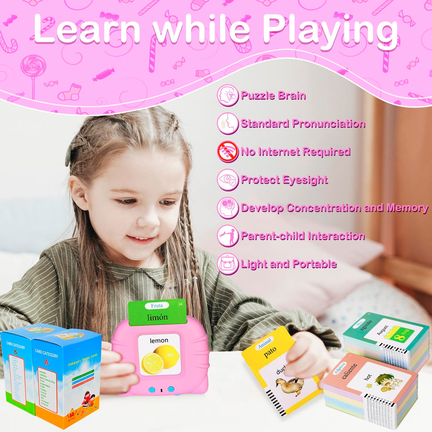 510 Spanish Flash Cards For Kids 3+ Years,Pocket Speech For Toddlers,Autism Sensory Toys,Learning Montessori Toys,Speech Therapy Toys For Kids Toddlers