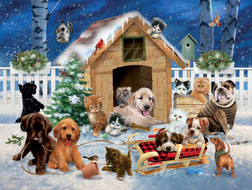 Crown Point Graphics Winter Pets 500 Piece Jigsaw Puzzle, Soft Touch Design, Made In Usa