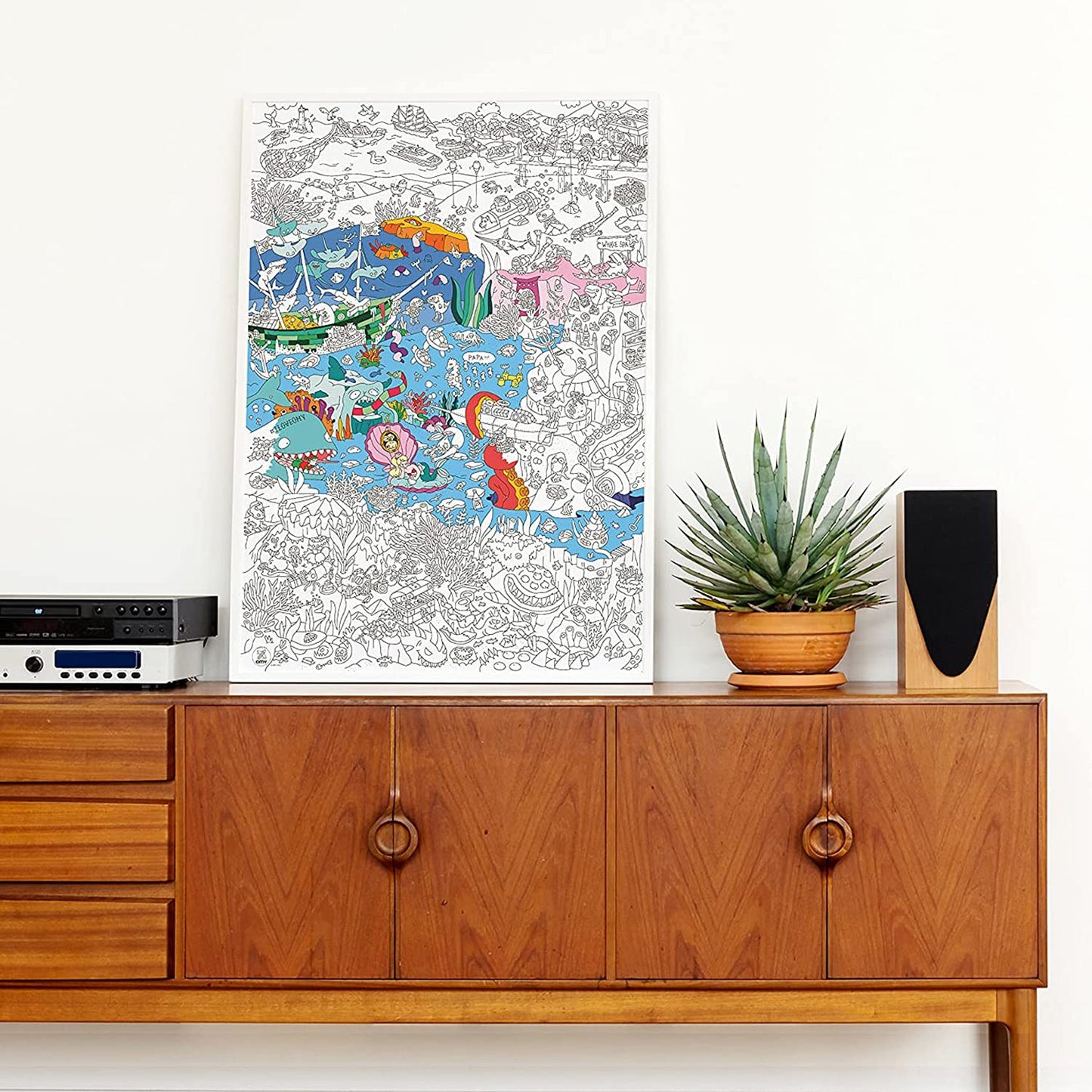 Omy Giant Coloring Poster, Ocean, 40 X 28 Inches, Coloring Fun For Kids, Adults, And The Whole Family.