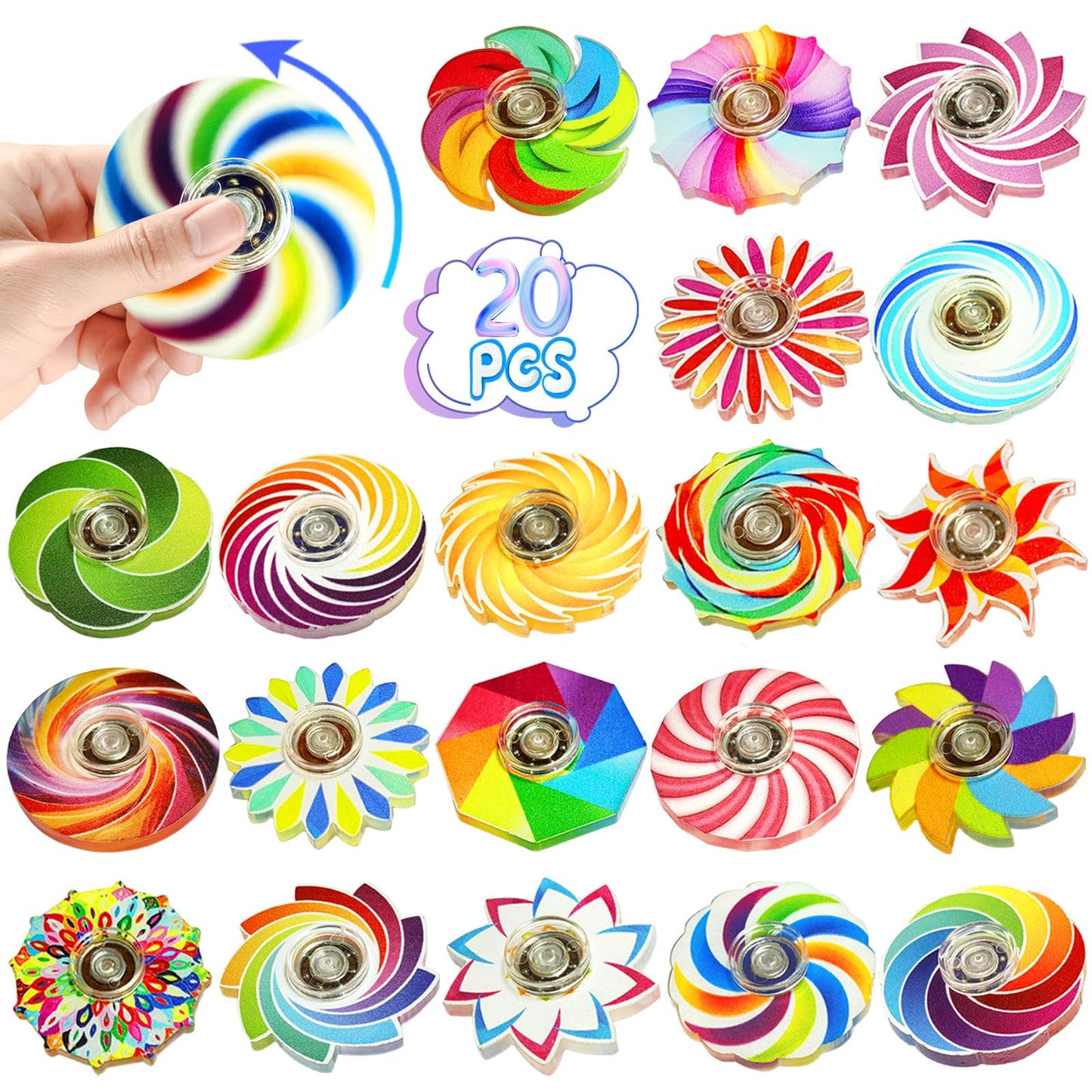 Funny Fidget Spinner Bulk Toys Mini 20 Pack,Birthday Gifts Party Favors Goodie Bags Stuffers for Kids Teens Adults,Sensory Toys 
