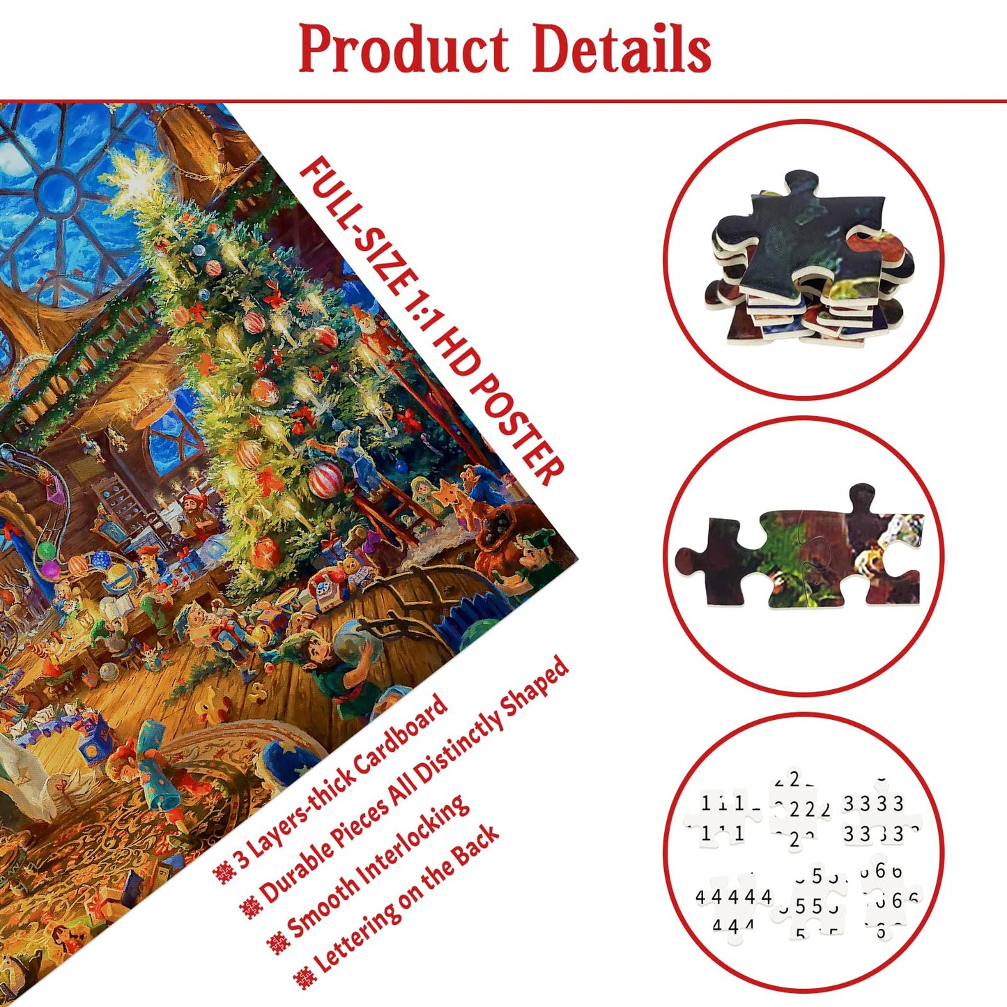 1000 Piece Puzzle For Adults Christmas Cabin Christmas Puzzle, Santa Claus Christmas Puzzles 1000 Pieces, Santa'S House 1000 Pie
